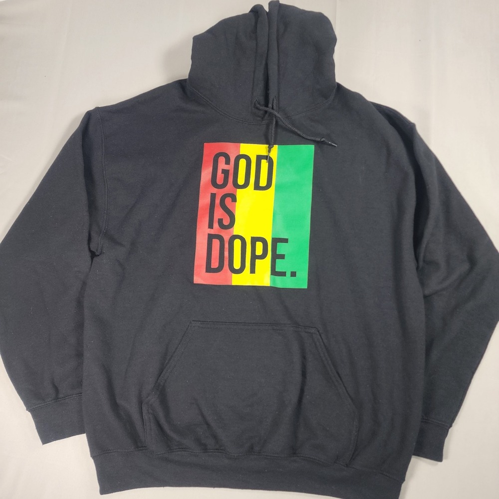 God‎ Is Dope Mens Hoodie Black My Skin Is Not A Weapon Graphic Large Pullover